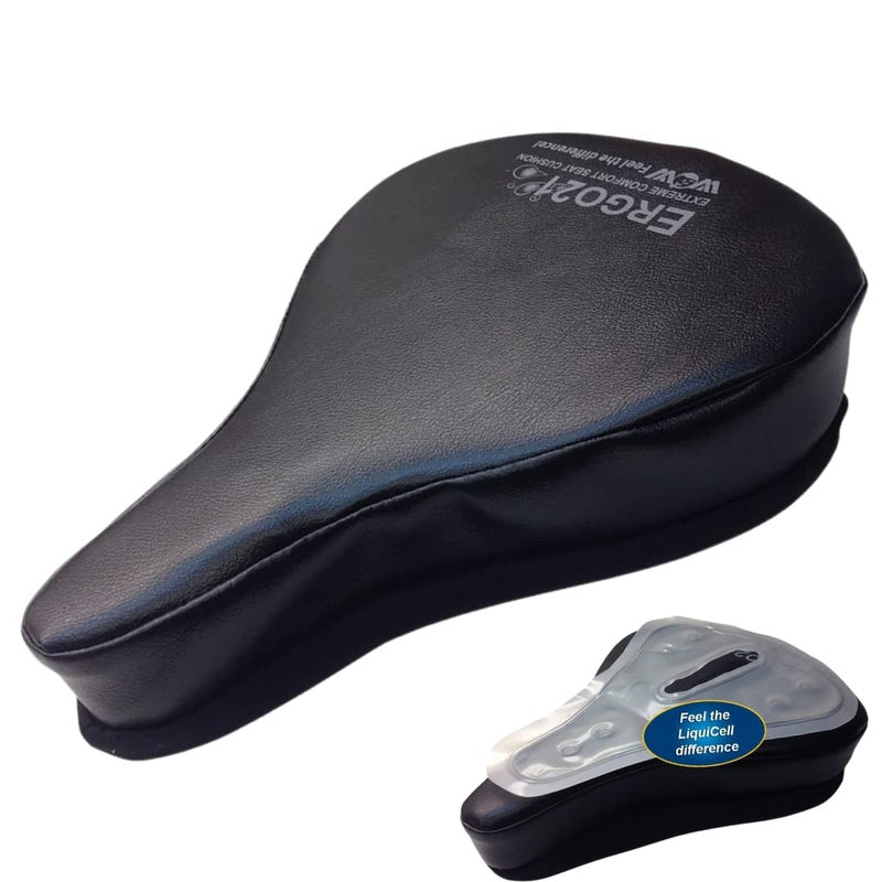 Ergo21 LiquiCell Bicycle Seat Cover â€“ Large Size â€“ Extra Comfort for Spin Bikes & Exercise Bikes â€“ Relieves Tailbone, Hip, Sit Bone & Back Pain â€“ Non-Slip, Water Resistant Large Size - Image 1
